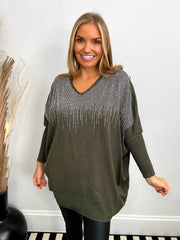 The Teresa - Diamante Batwing Knit Jumper