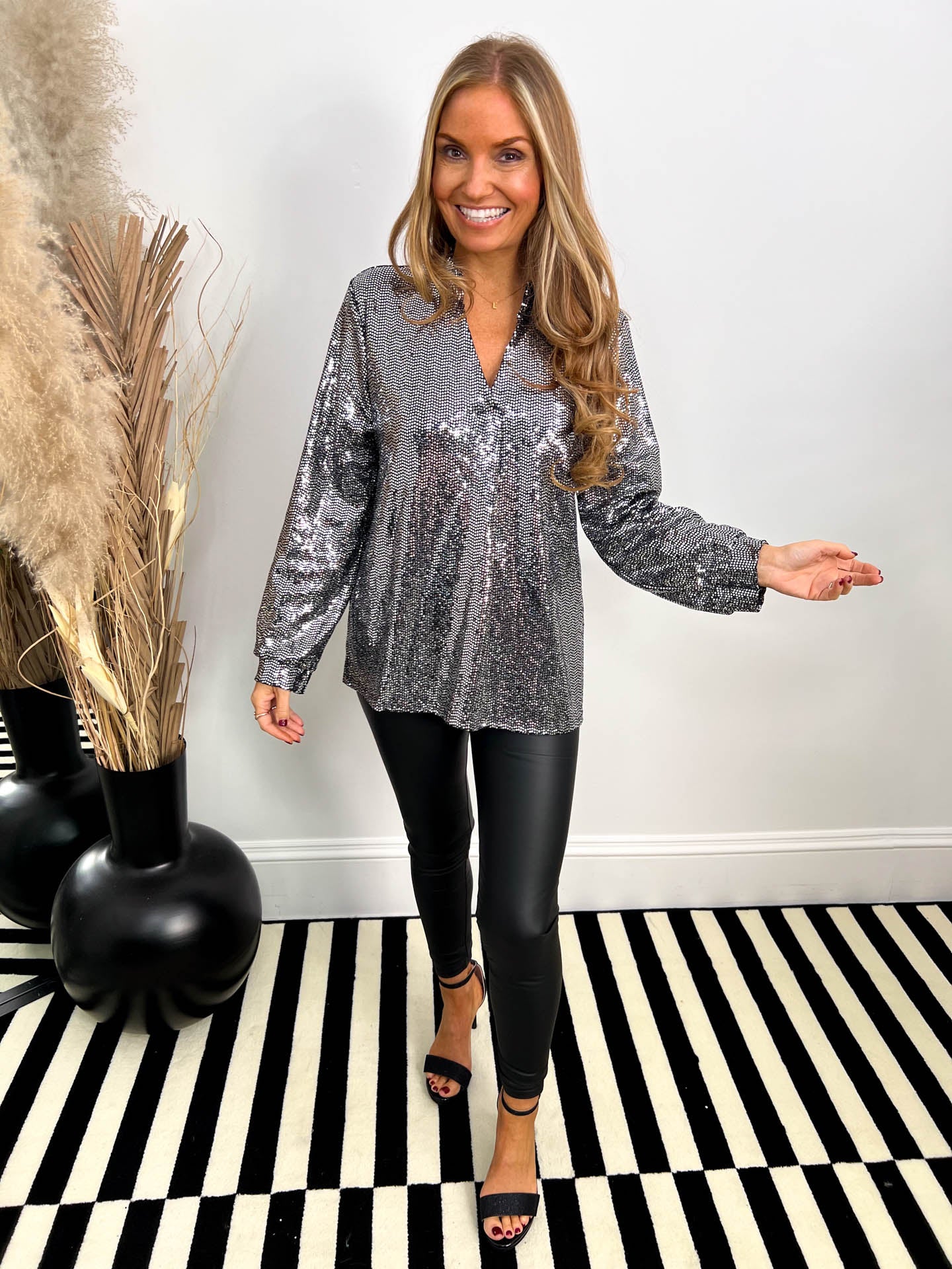 The Rochelle - Sequin Long Sleeve Shirt