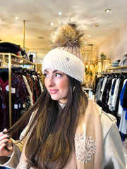 The Ellia - Two Tone Pom Pom Hat