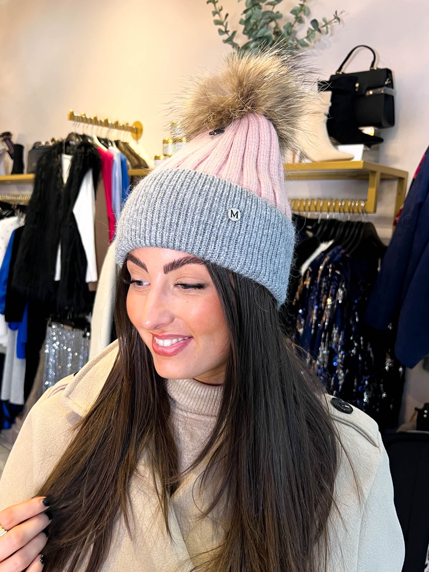 The Ellia - Two Tone Pom Pom Hat