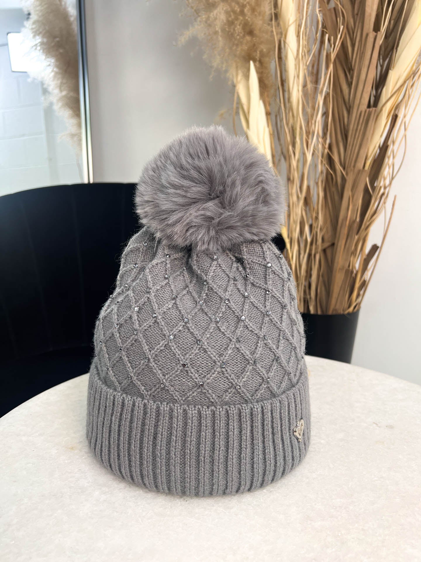 The Ellis- Pom Pom Hat with Diamante Detailing