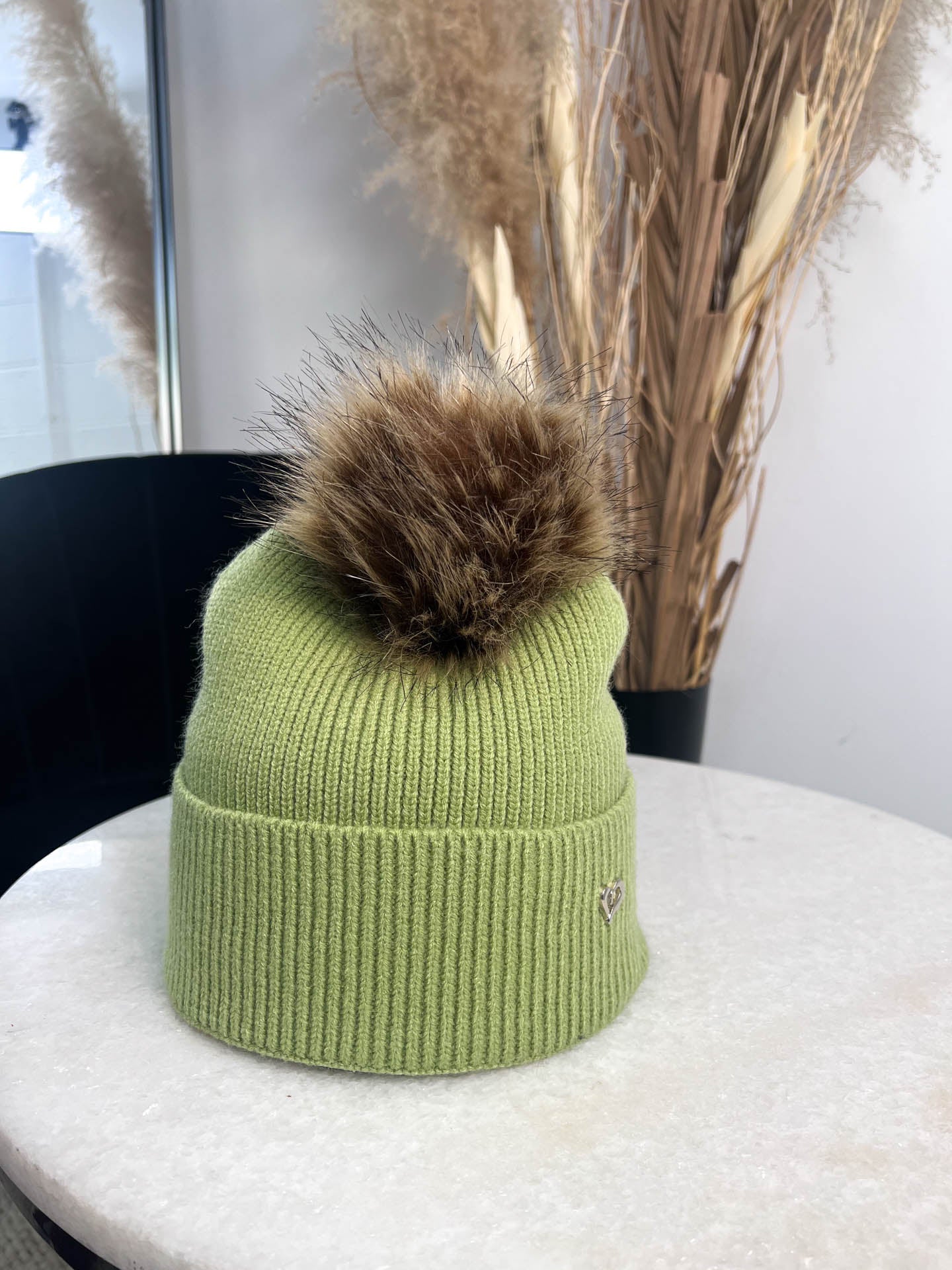 The Lola- Pom Pom Hat with Gold Heart Detail