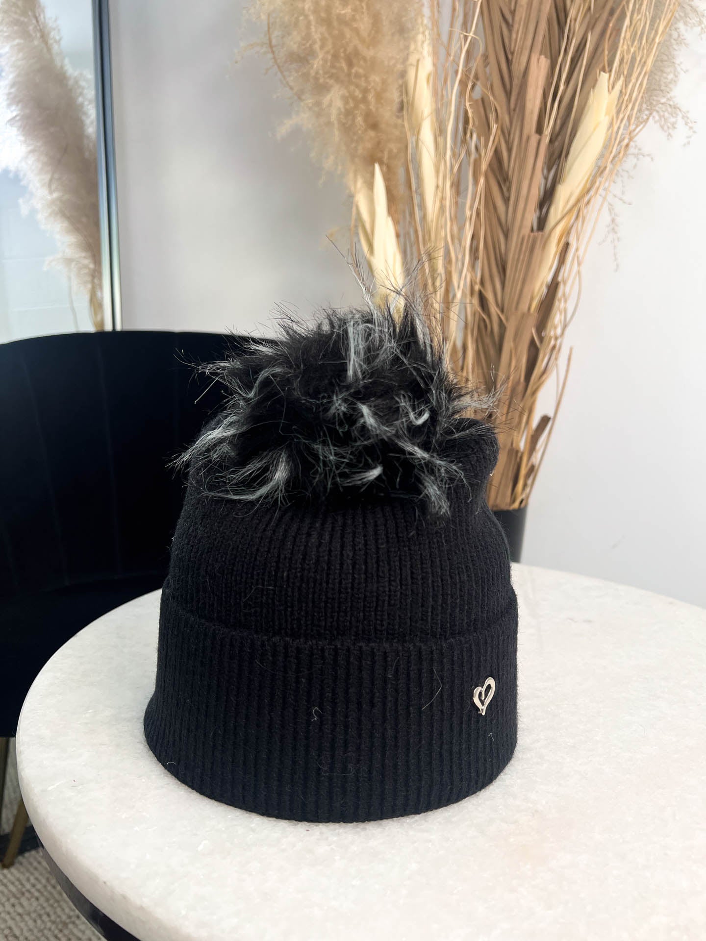 The Lola- Pom Pom Hat with Gold Heart Detail