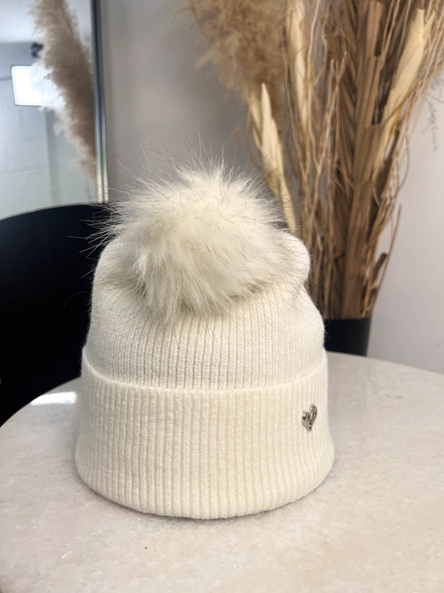 The Lola- Pom Pom Hat with Gold Heart Detail