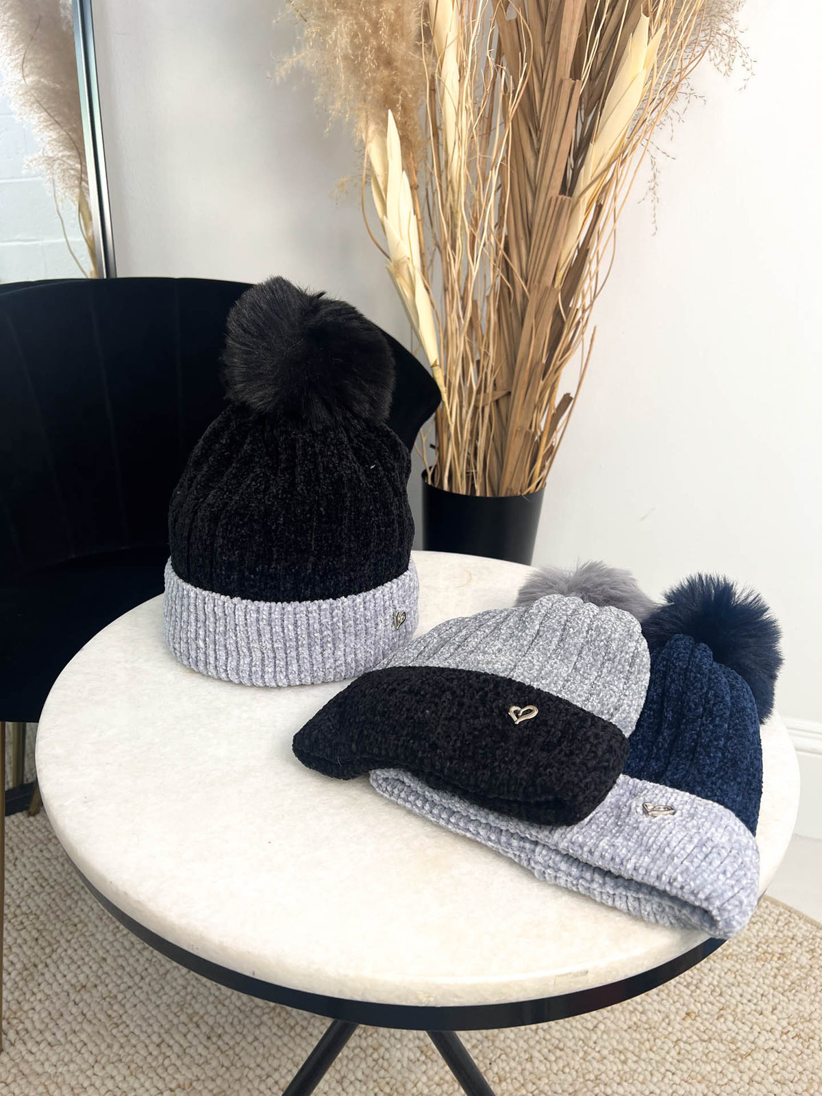 The Ella- Two Tone Fuzzy Pom Pom Hat