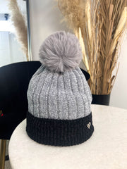 The Ella- Two Tone Fuzzy Pom Pom Hat