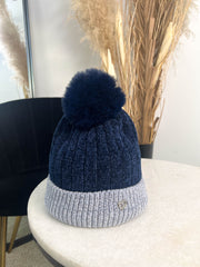 The Ella- Two Tone Fuzzy Pom Pom Hat
