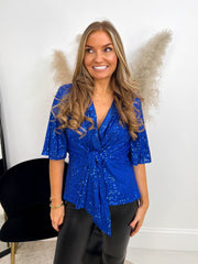 The Tessie - Sequin Wrap Blouse