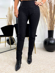 The Dasie- Black Leggings With Diamante Detailing