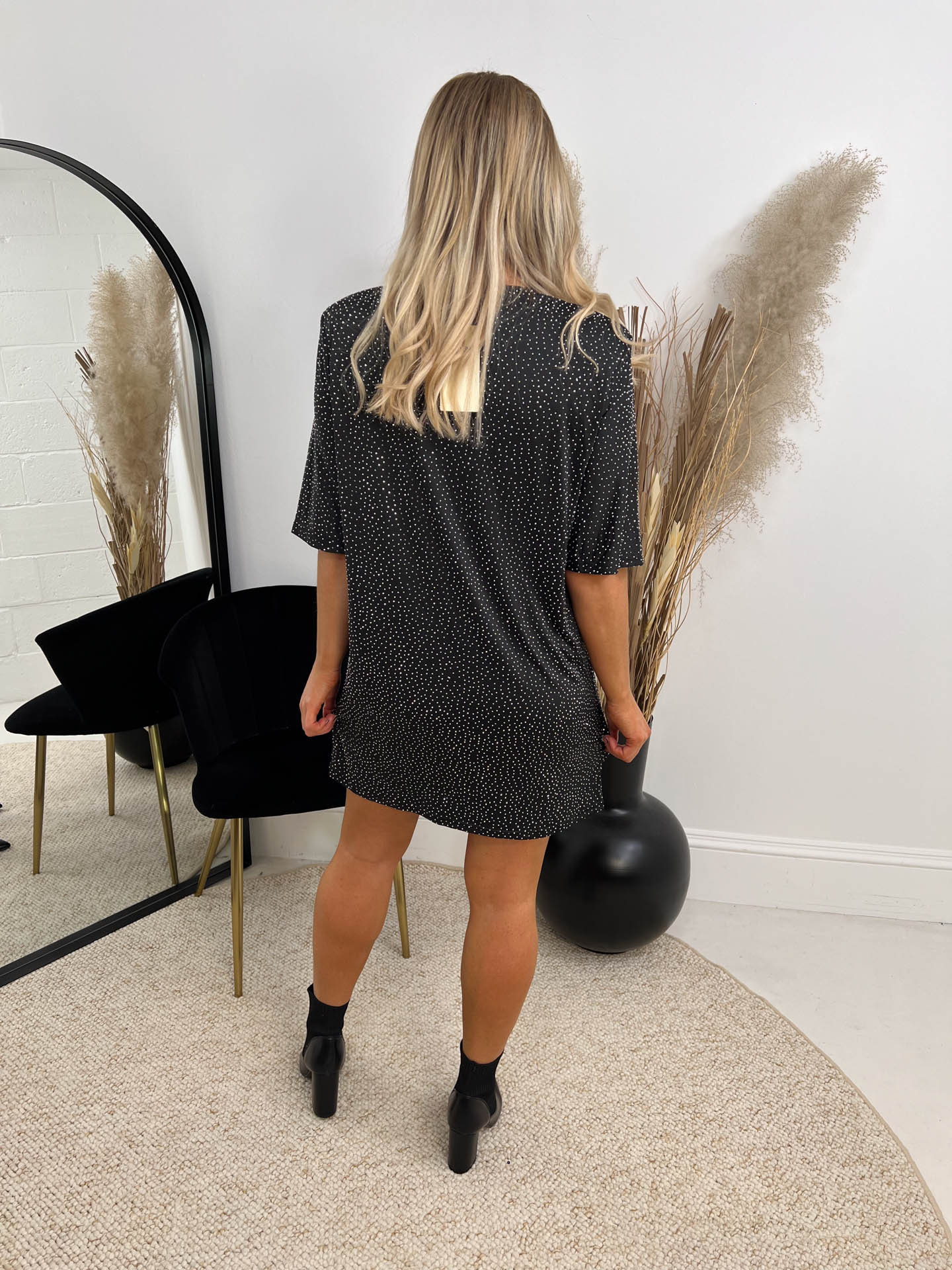 The Hannah - Black Sparkle T-Shirt Dress