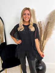 The Melonie - Diamante Frill Blouse