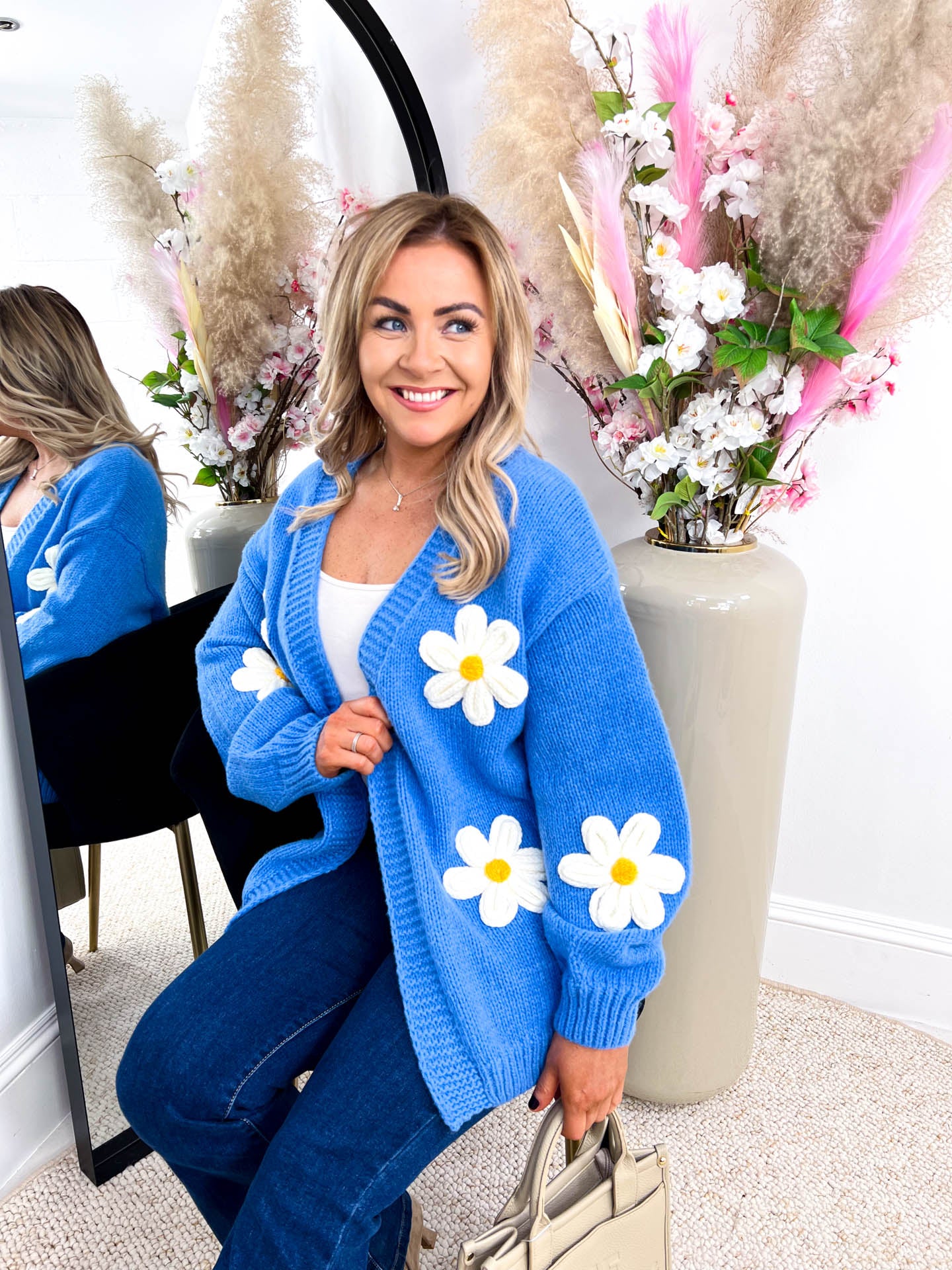 The Flo - Chunky Flower Knitted Cardigan