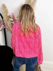 The Ophelia - Speckle Print Bubble Hem Blouse