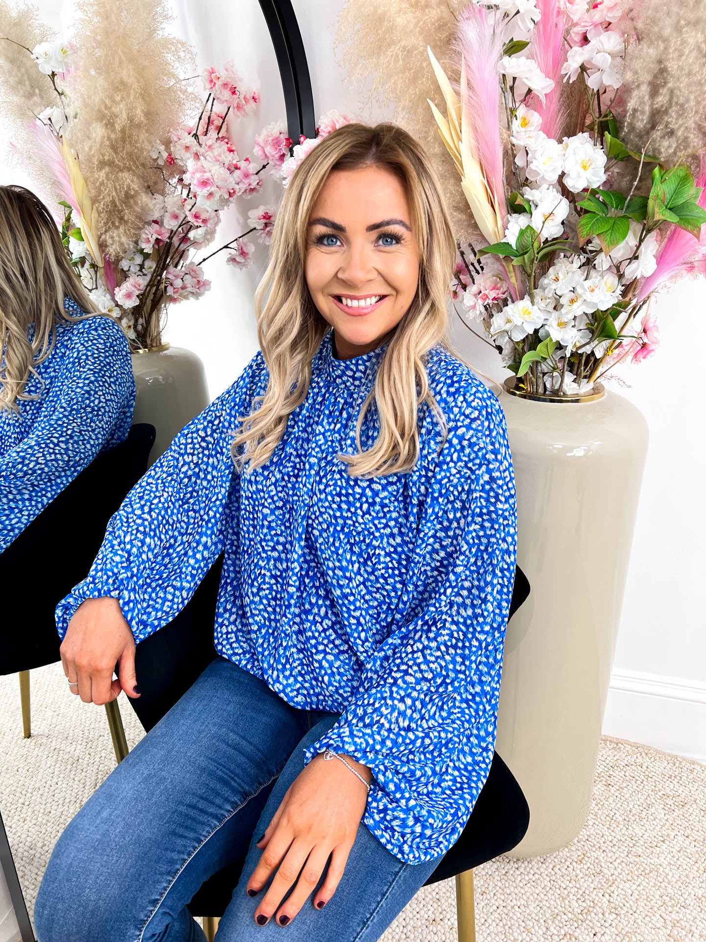 The Ophelia - Speckle Print Bubble Hem Blouse