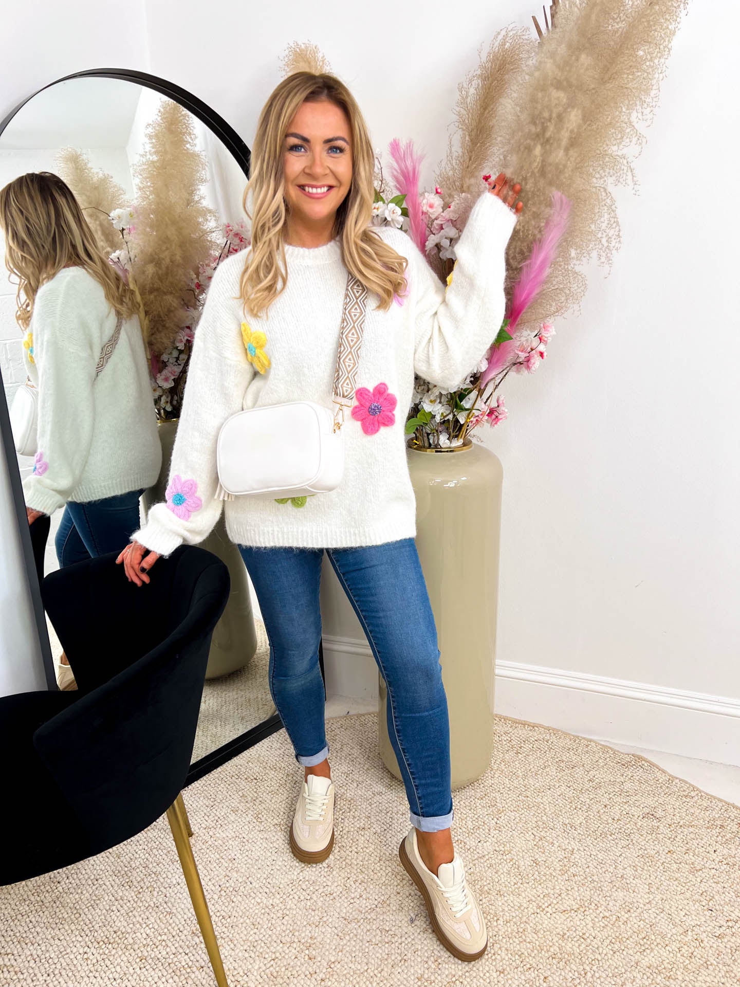 The Kayla - Chunky Flower Knitted Jumper