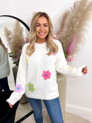 The Kayla - Chunky Flower Knitted Jumper