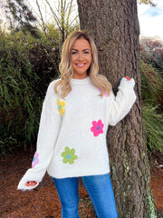 The Kayla - Chunky Flower Knitted Jumper