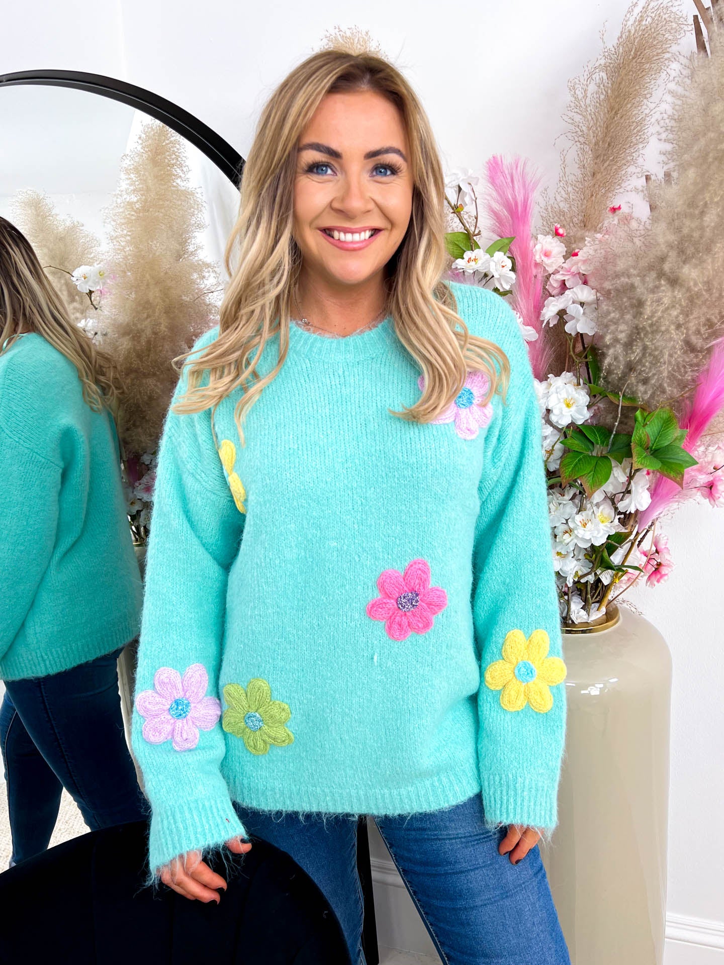 The Kayla - Chunky Flower Knitted Jumper