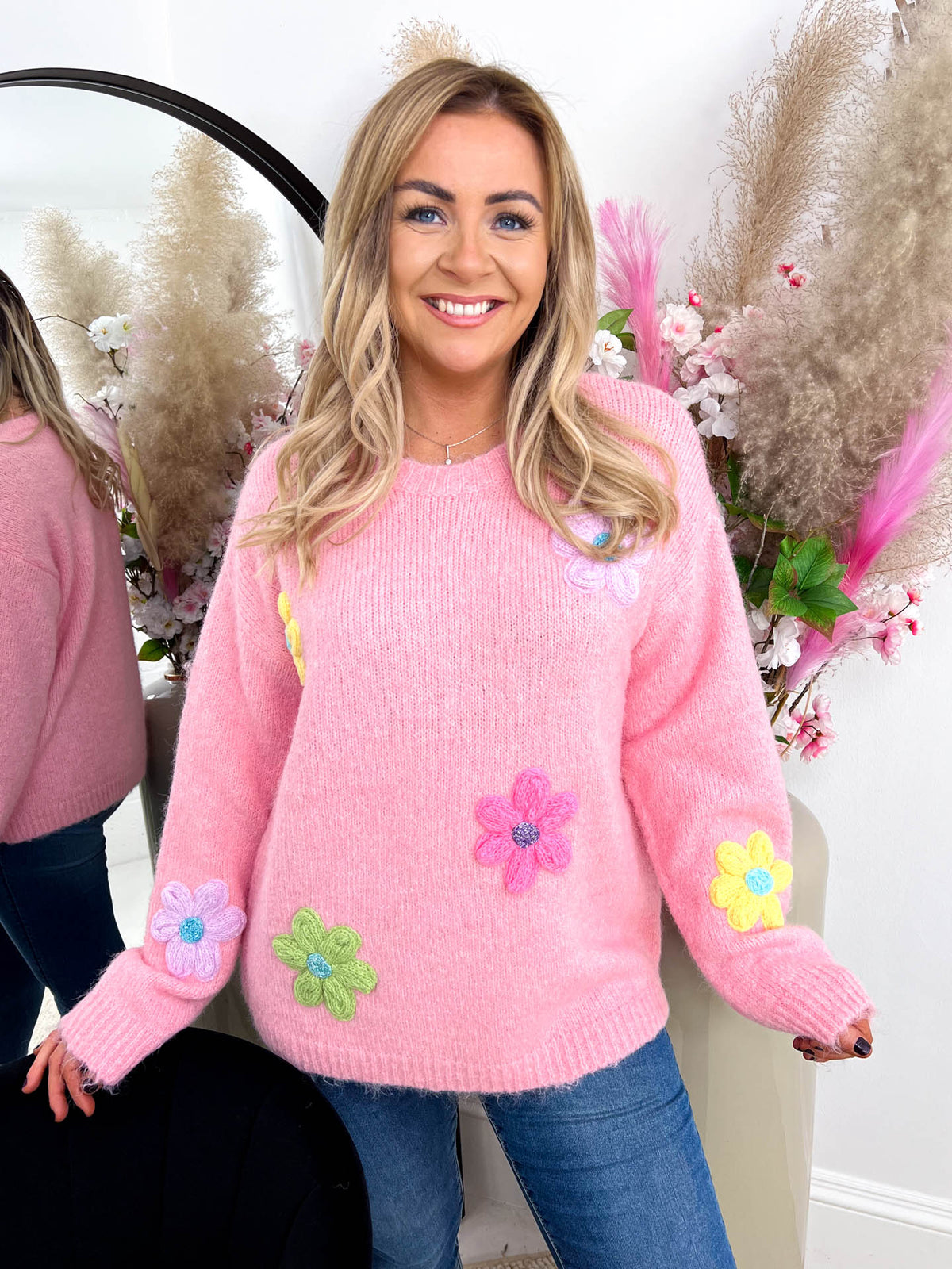 The Kayla - Chunky Flower Knitted Jumper