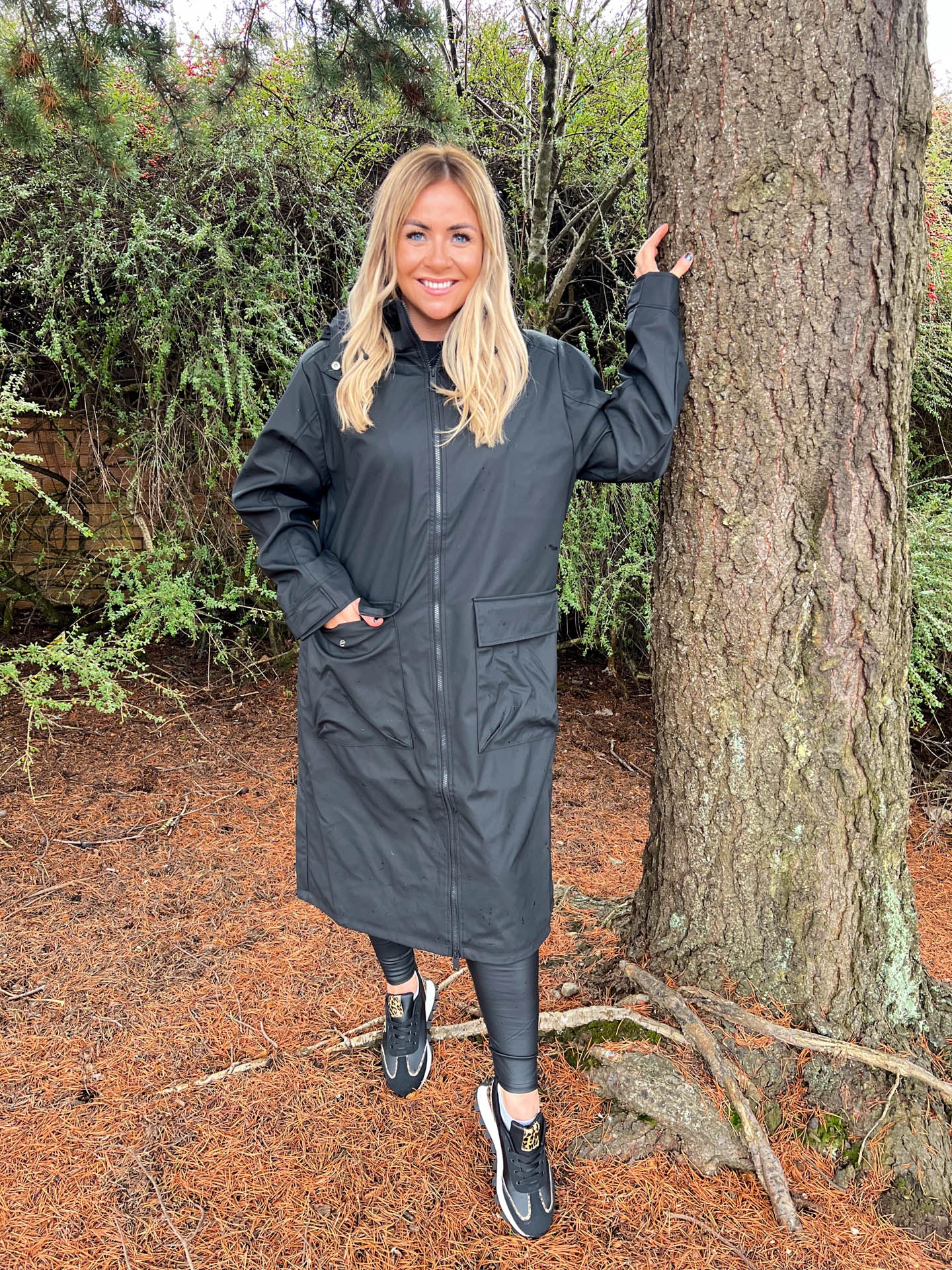 The Lilah - Black Longline Hooded Rain Jacket