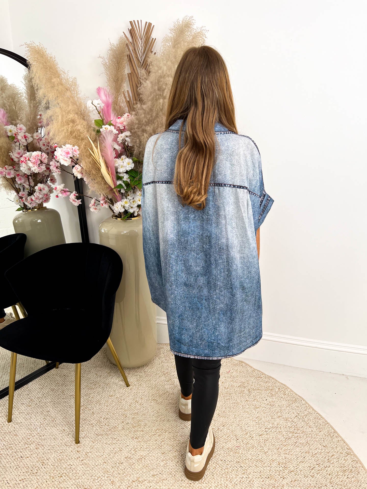 The Rhona - Diamante Denim Look Shirt