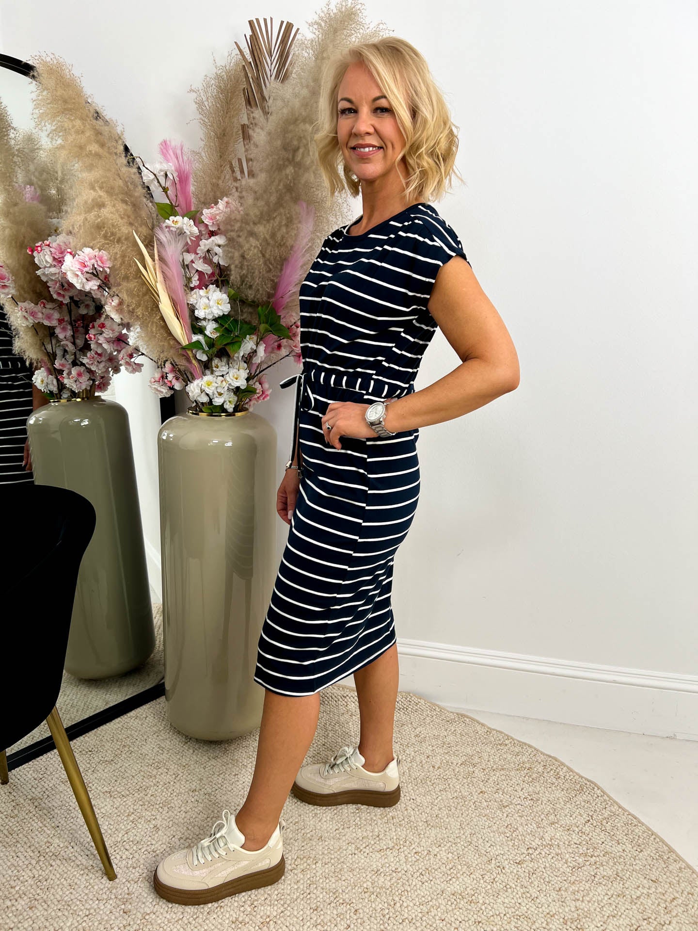 The Kenza - Striped Short Sleeve Mini Dress