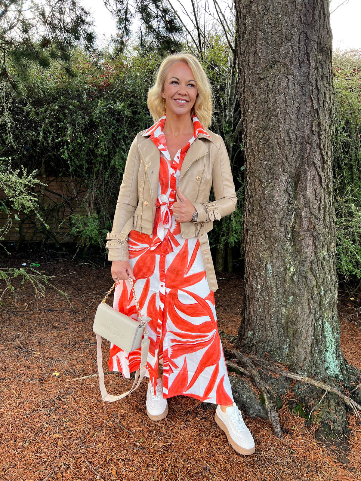 The Brianna - Orange Printed Maxi Shirt Dress