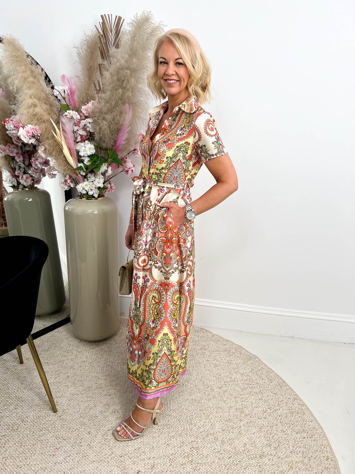 The Raquel - Colourful Paisley Print Maxi Shirt Dress