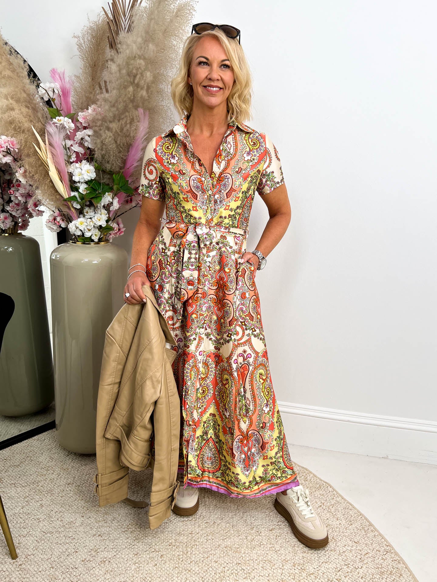 The Raquel - Colourful Paisley Print Maxi Shirt Dress