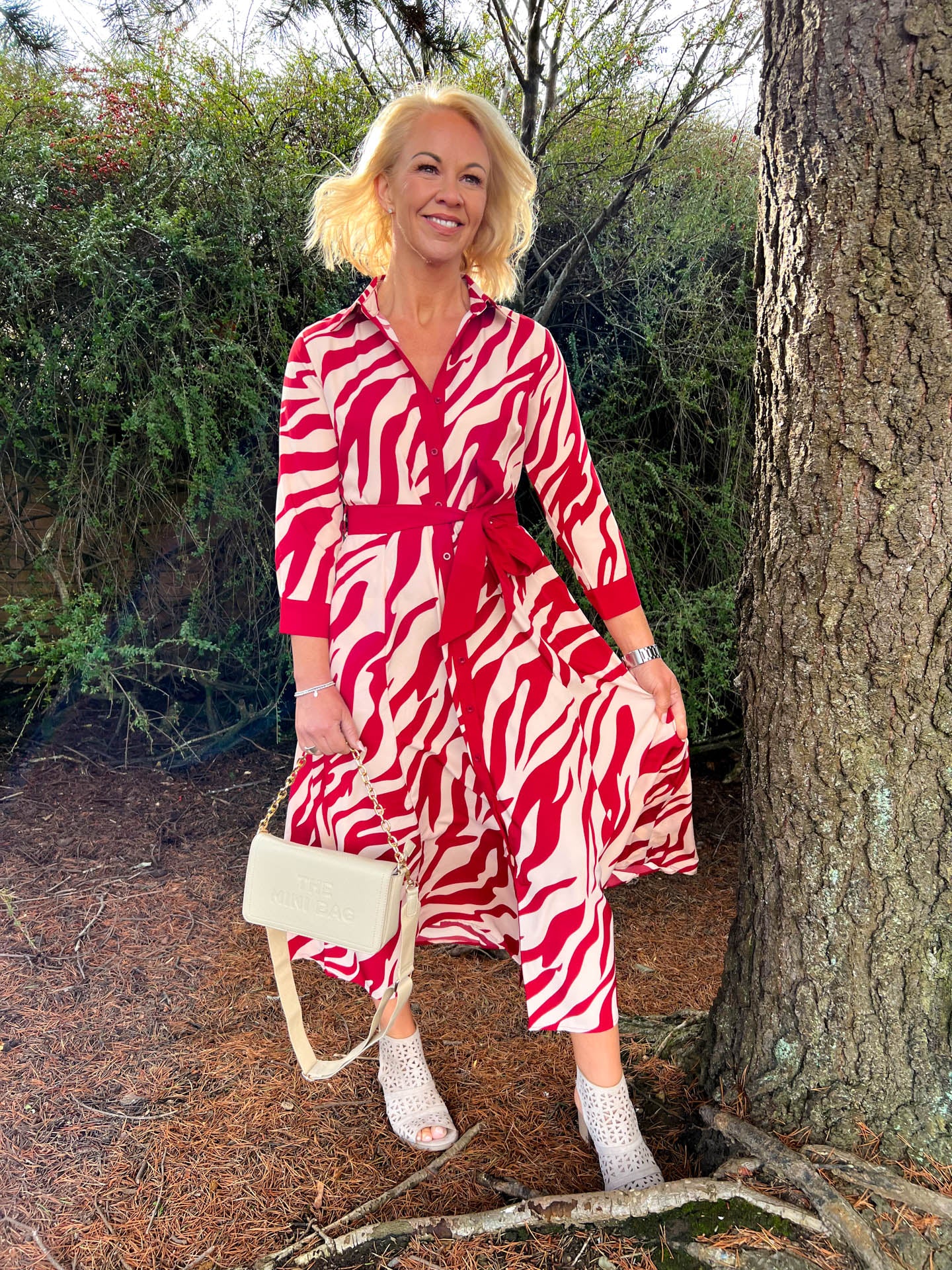 The Marlo - Red Animal Print Maxi Shirt Dress