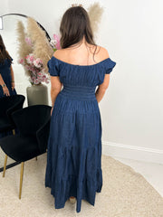 The Piper - Denim Tiered Maxi Dress