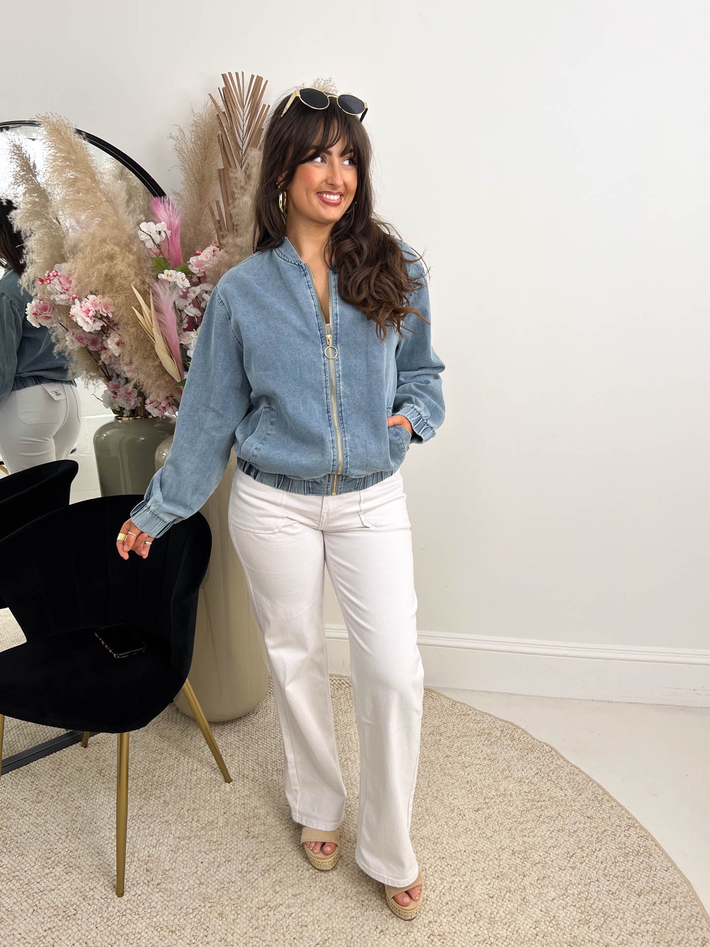 The Savannah- Blue Denim Bomber Jacket