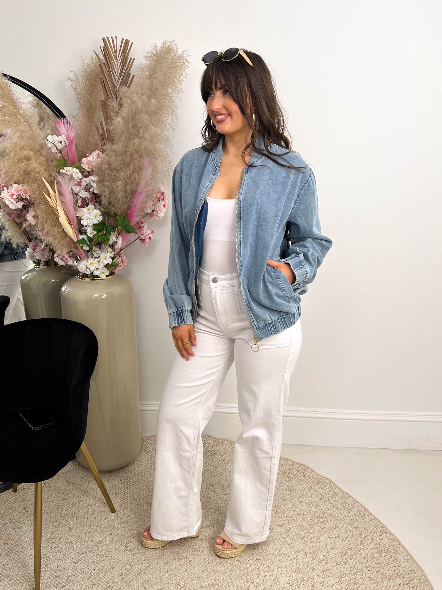The Savannah- Blue Denim Bomber Jacket