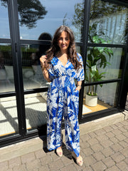 The Edith- Blue Floral Jumpsuit