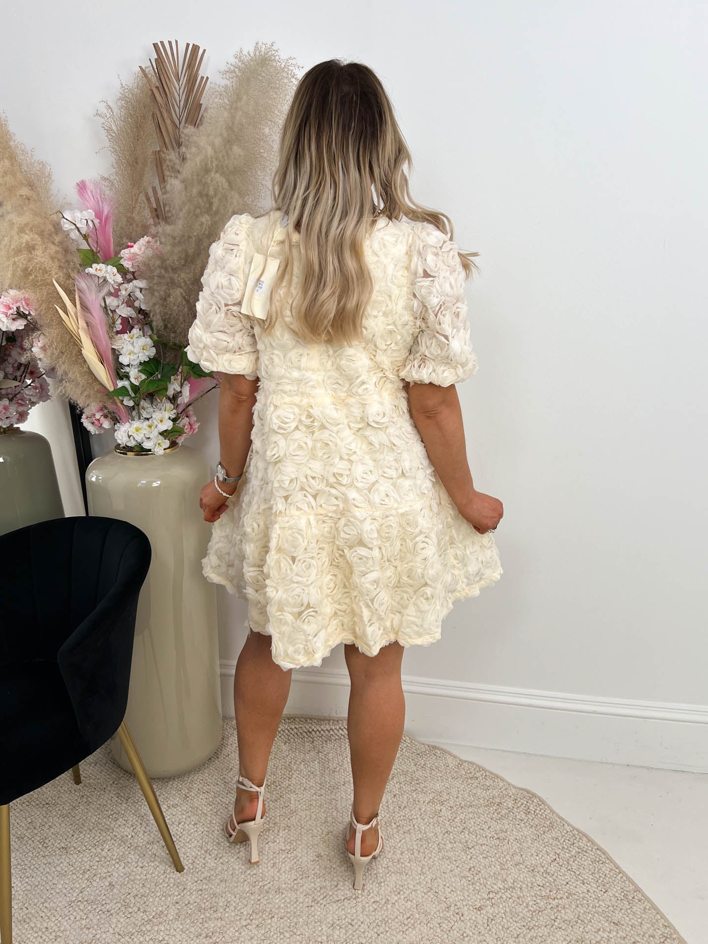 The Yasmin - Floral-Appliqué Mini Dress