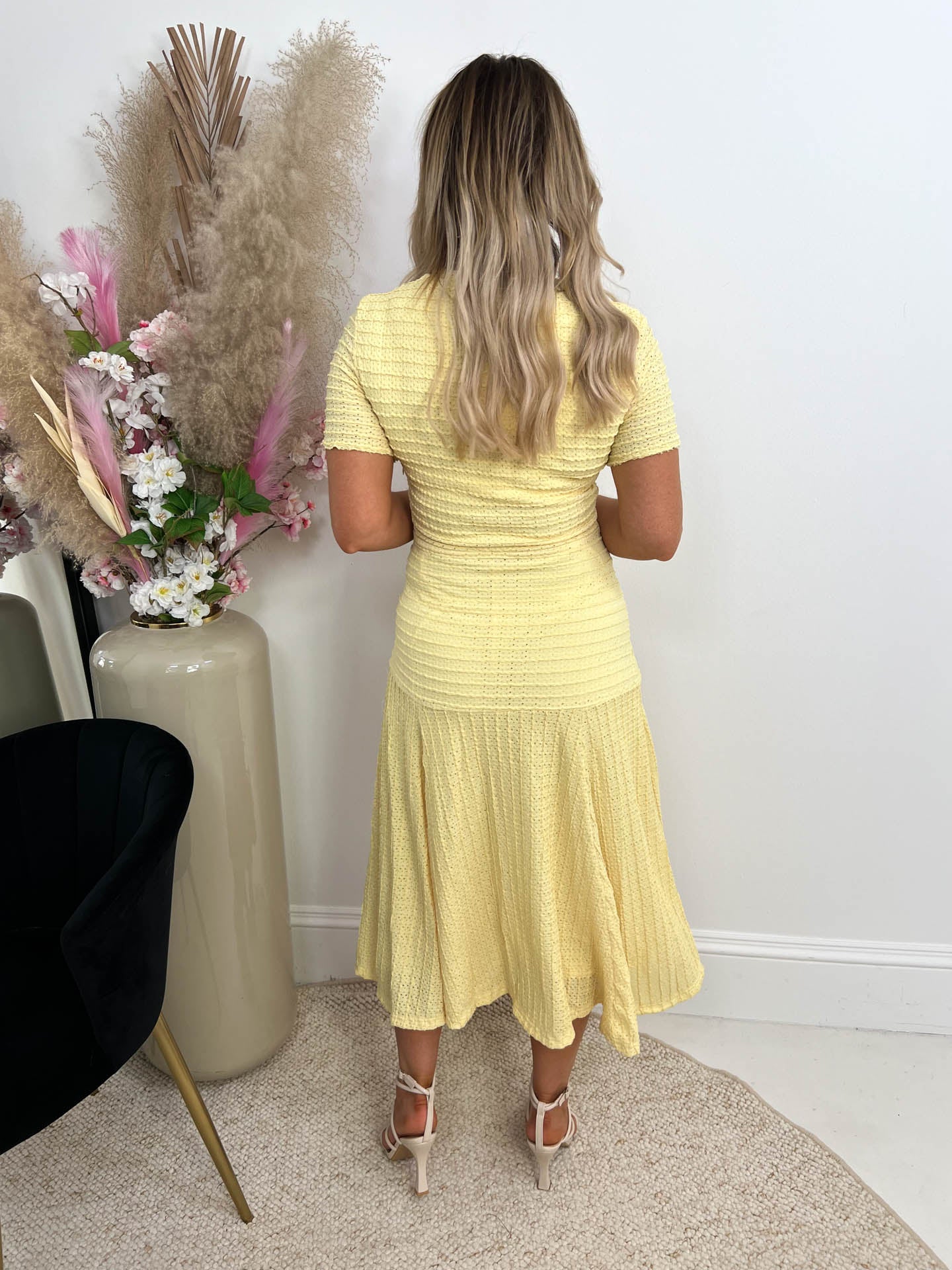 The Willow - Tweed Effect Drop Waist Midi Dress