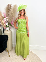 The Ivy - Structured Sequin Dress With Pleated Maxi Skirt