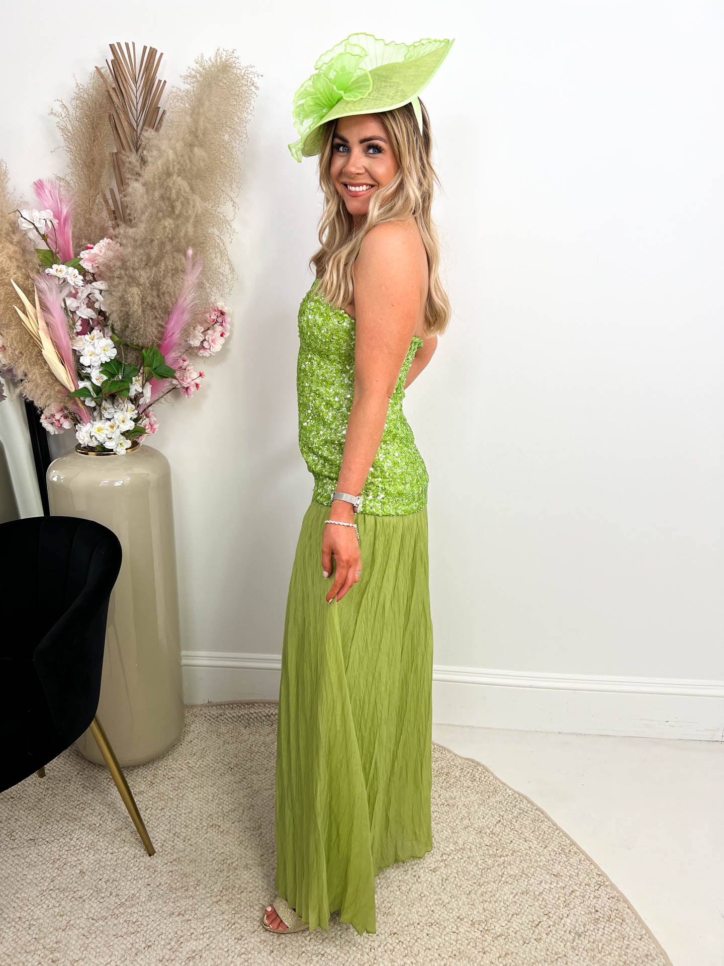 The Ivy - Structured Sequin Dress With Pleated Maxi Skirt