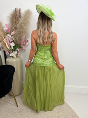 The Ivy - Structured Sequin Dress With Pleated Maxi Skirt