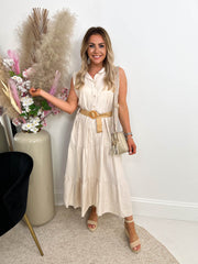 The Violetta - Tiered Maxi Dress with Woven Belt