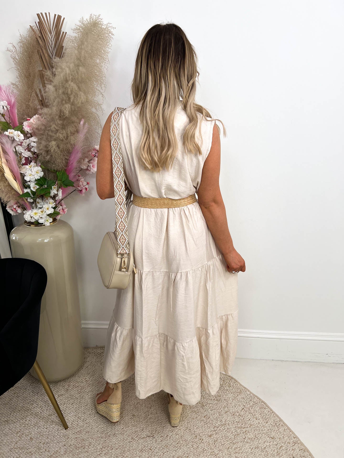 The Violetta - Tiered Maxi Dress with Woven Belt