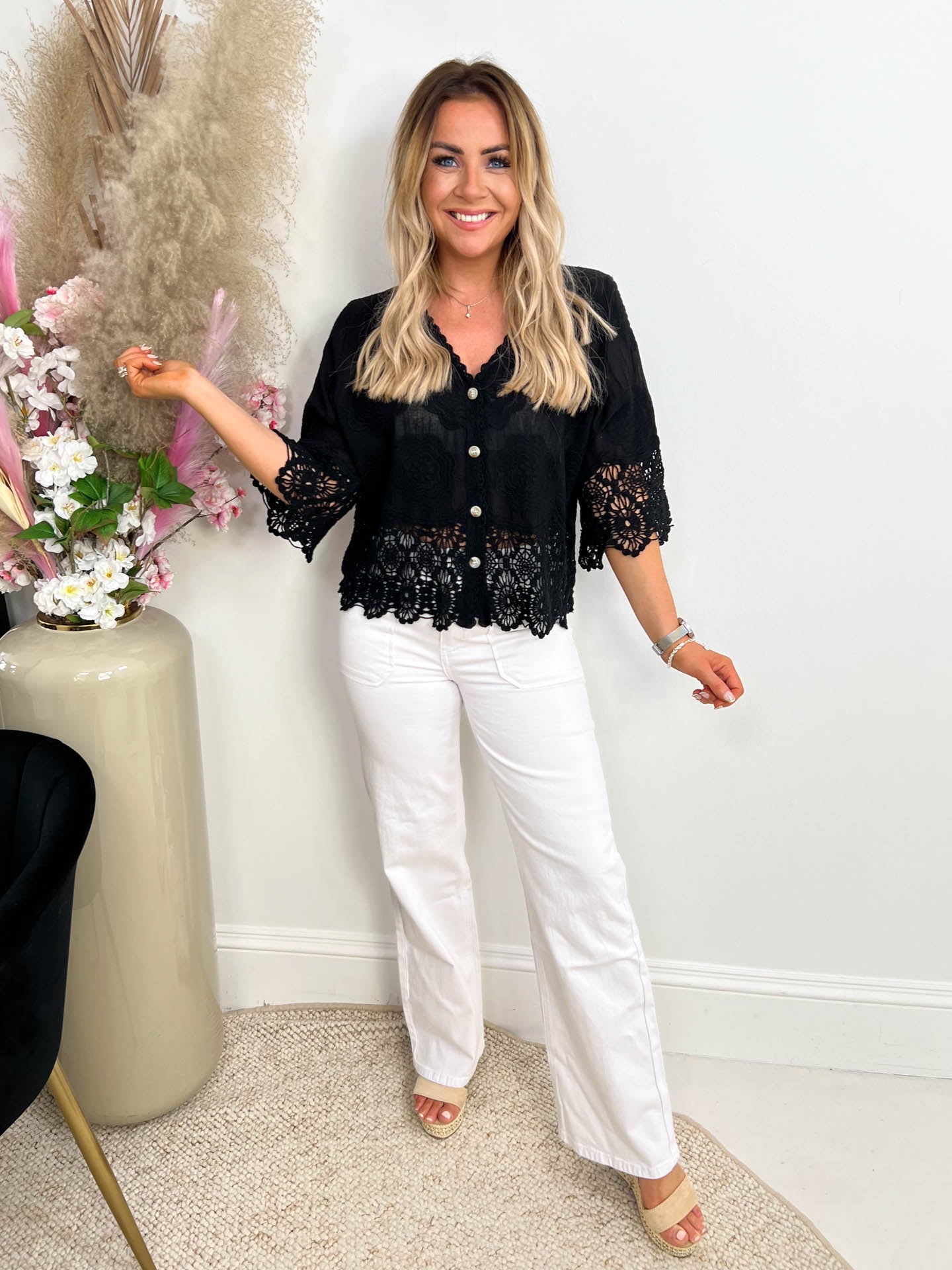 The Frida - Sheer & Lace Floral Top