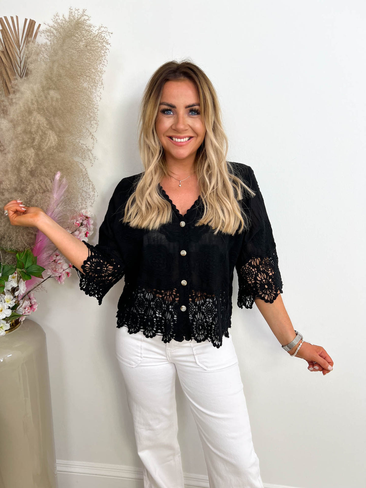 The Frida - Sheer & Lace Floral Top
