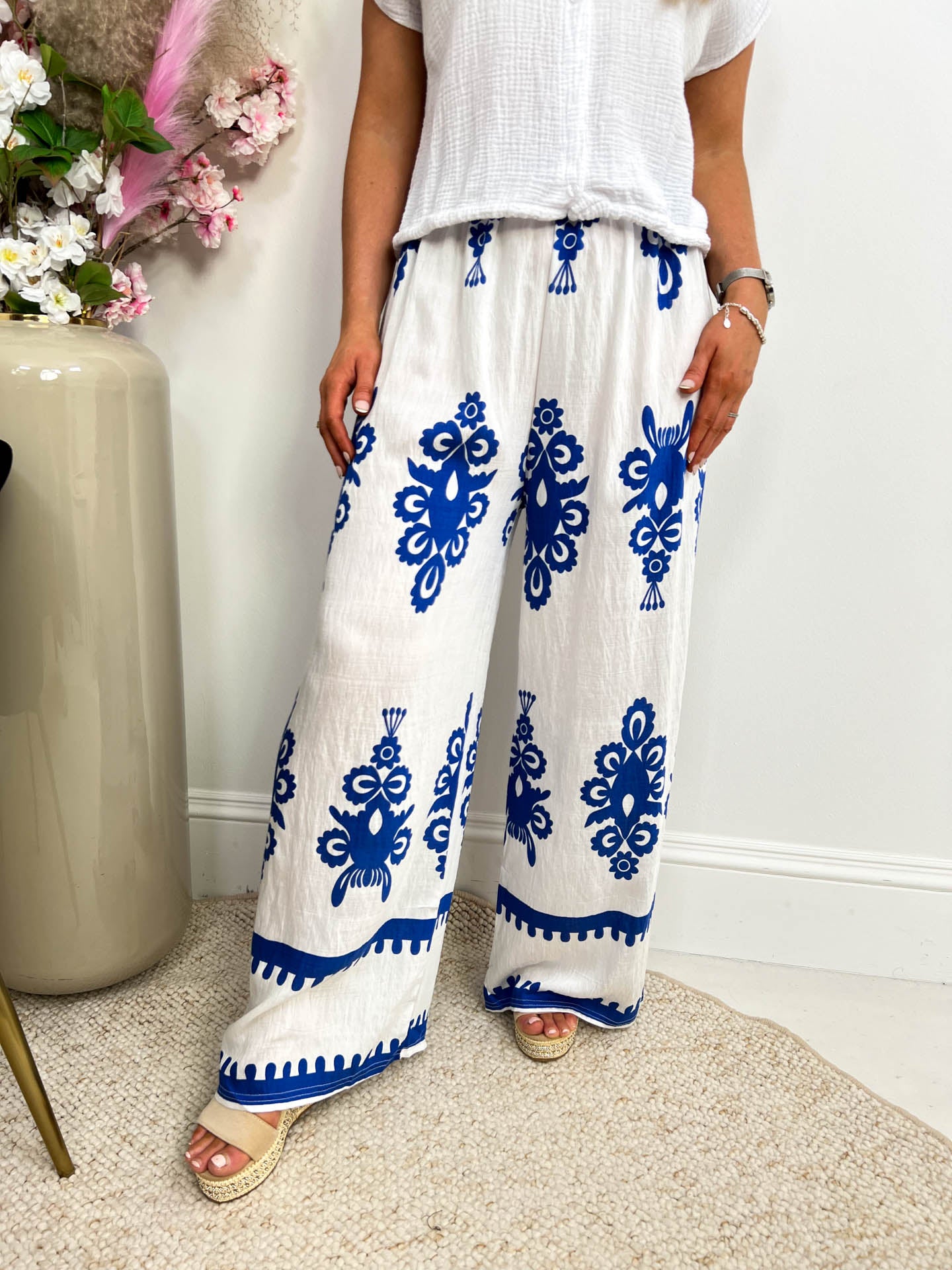 The Alessia - Floral Print Wide Leg Trousers