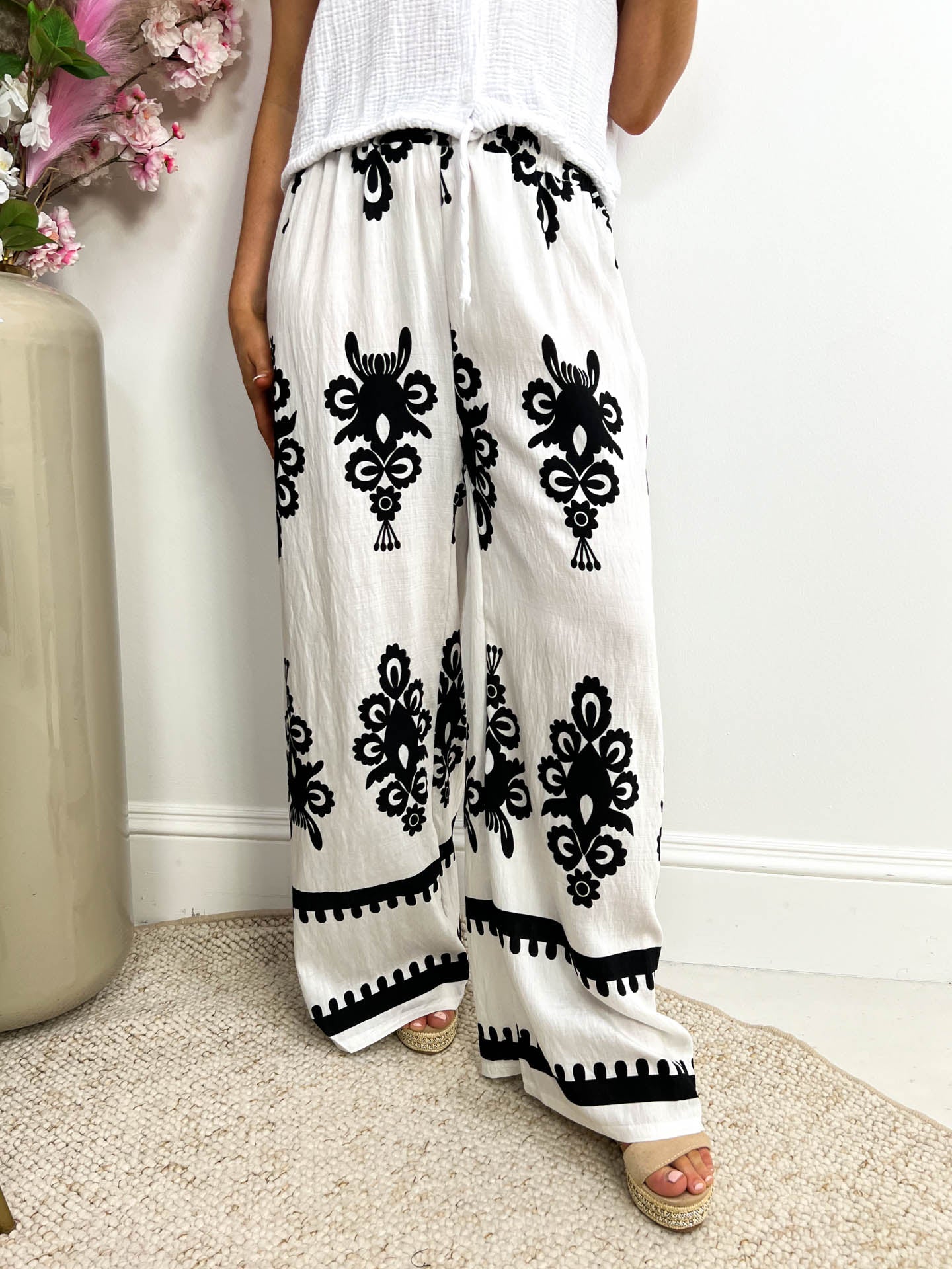 The Alessia - Floral Print Wide Leg Trousers