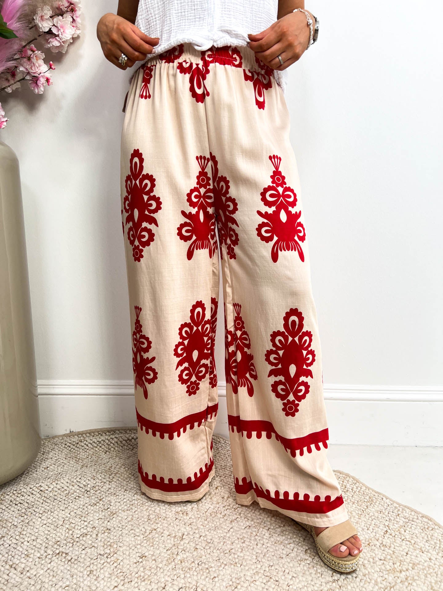 The Alessia - Floral Print Wide Leg Trousers