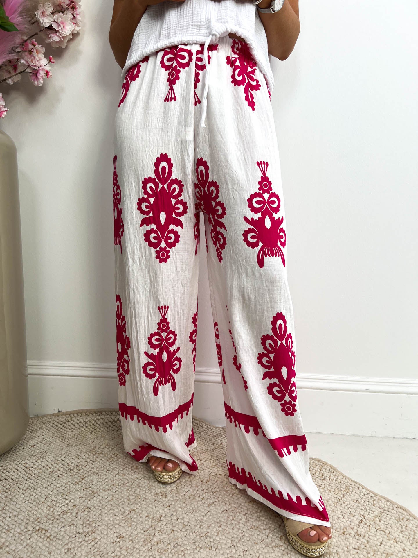 The Alessia - Floral Print Wide Leg Trousers