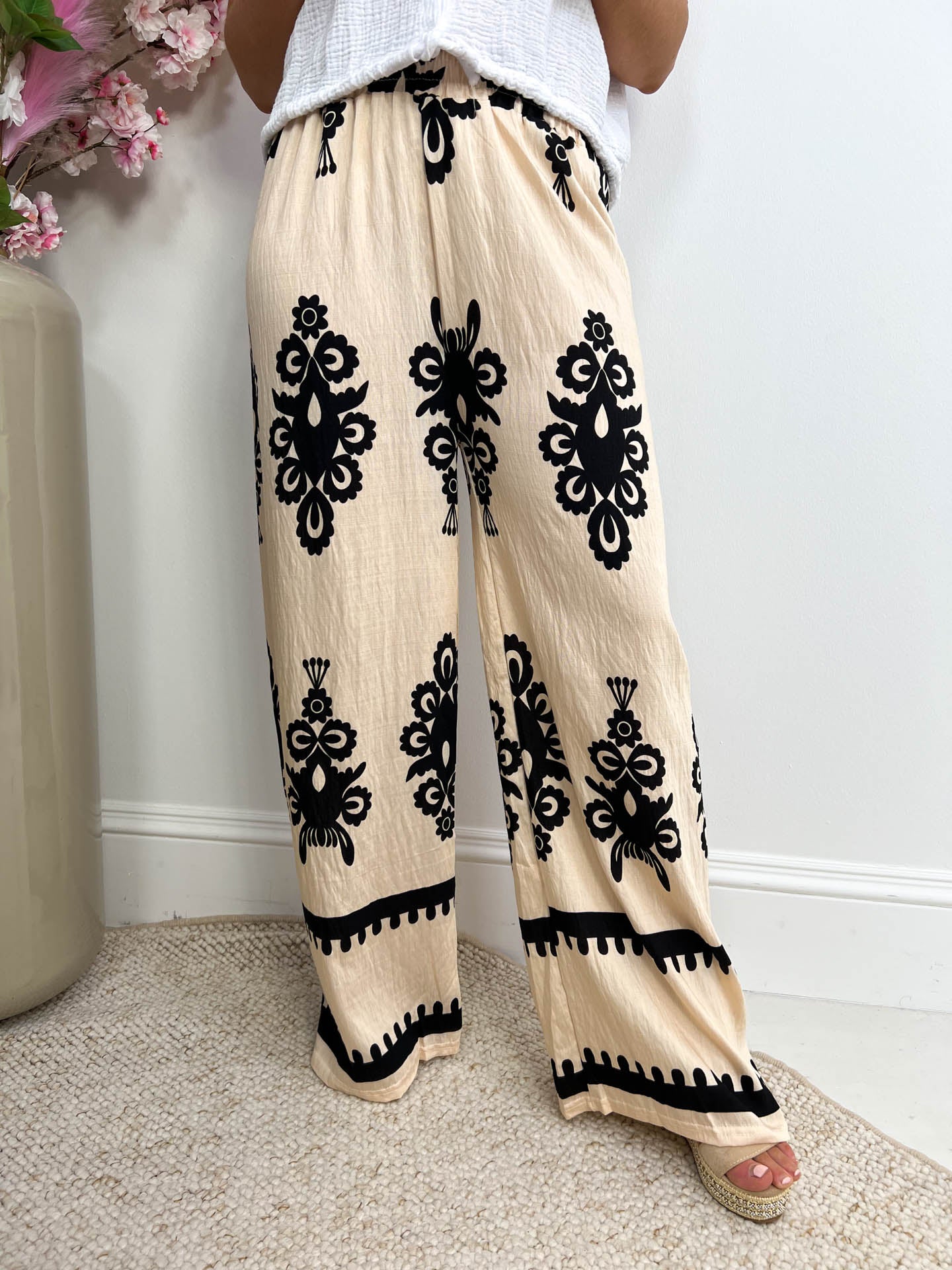The Alessia - Floral Print Wide Leg Trousers