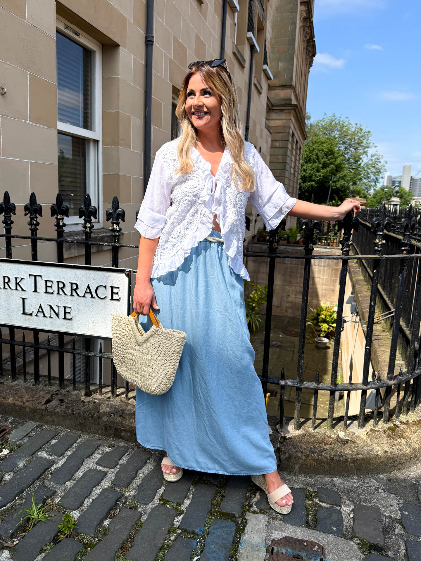 The Isla - Broderie Anglaise Tie Front Blouse