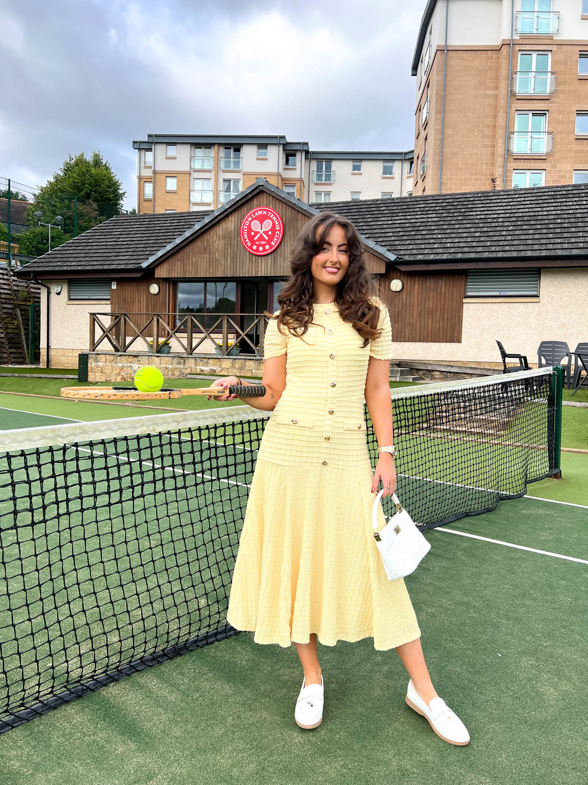 The Willow - Tweed Effect Drop Waist Midi Dress